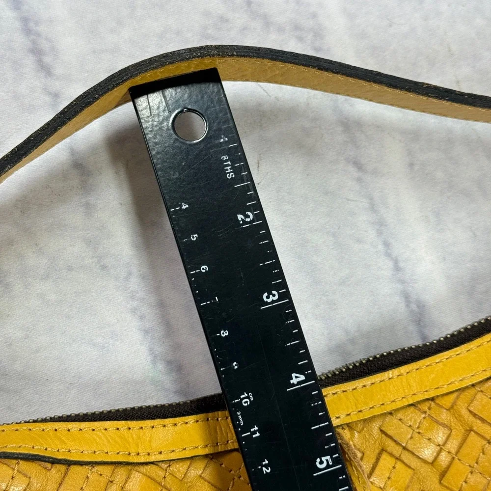 Patricia Nash Maissana Hobo Mustard Yellow Braided Stitch Leather Bag‎